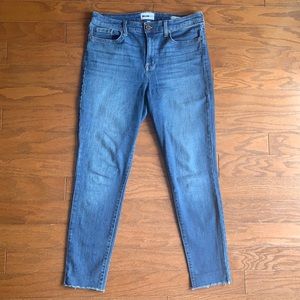 William Rast High Rise Ankle Skinny Jeans with Raw Hem and Distressing Size 29